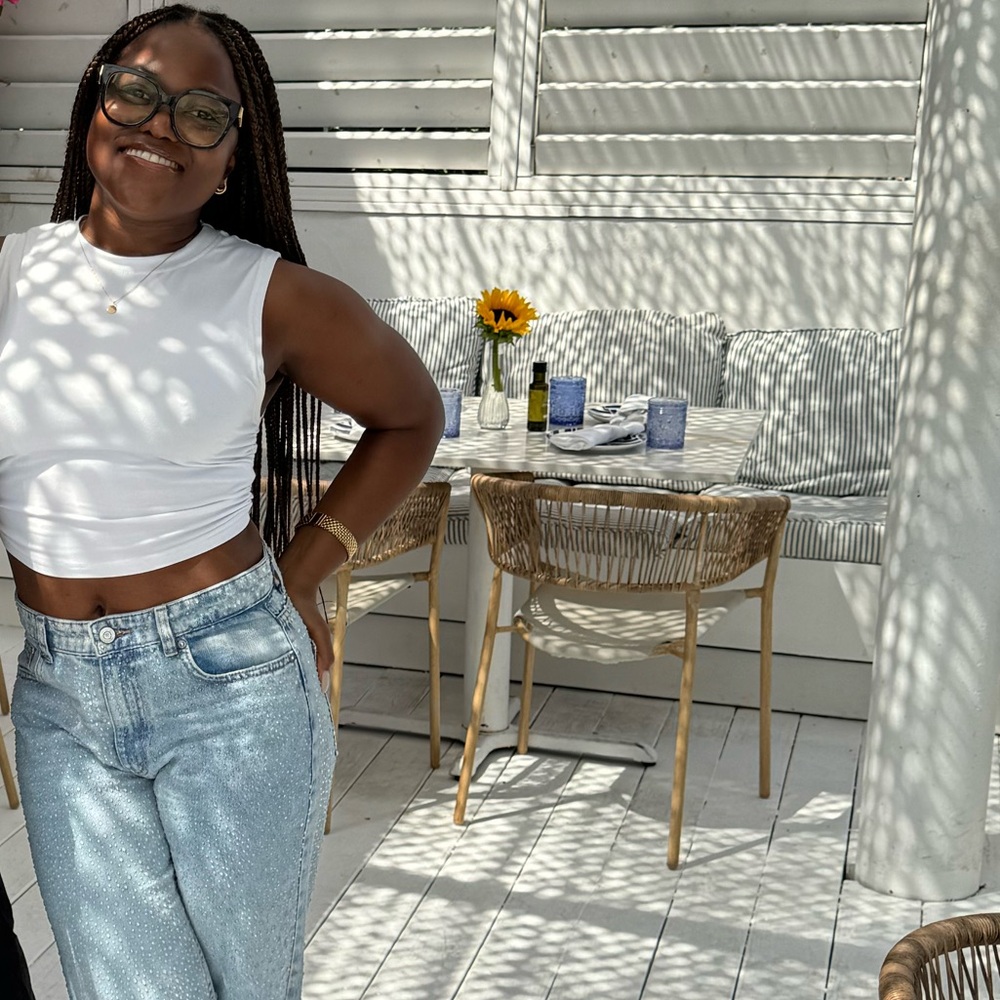 Zara Sky Blue Straight Leg Jeans